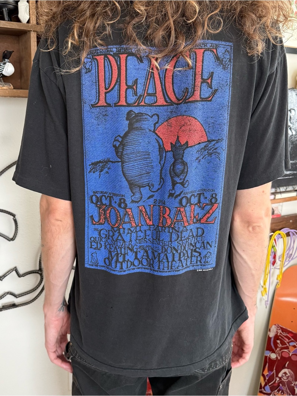 Vintage 2000 Grateful Dead Joan Baez Peace Concert Distressed Tee ~ Size Medium